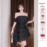 Luxury off-The-shoulder black high-end designer dress [Real photo] The Shilla-CM.T86B4.69D9