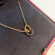 Cartier 750玫瑰金Love雙圈項鍊CRB7212300