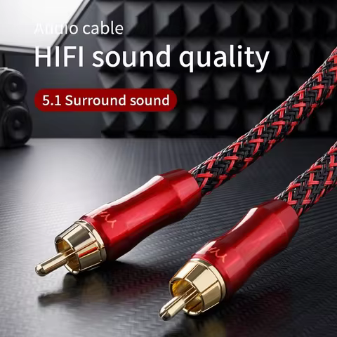YYAUDIO 6N OFC 75ohm Hifi Digital Coaxial Audio Video Rca Cable Hi-end RCA to RCA Male Subwoofer Aud