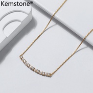 สร้อยคอ S925 Kemstone เงินสเตอร์ลิง4A เพชรสังเคราะห์ไข่มุกธรรมชาติสร้อยคอโซ่ของผู้หญิงชุบทองยิ้มเครื