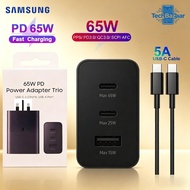 Samsung 65W PD Power Adapter Trio 3 Ports Fast Charging Charger Dual Type-C USB-A Multi Port Super F