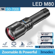 Senter Smiling Shark SD7008 SmilingShark SD 7008 M80 Senter Super Terang Type-C 3Modes Zoomable Wate