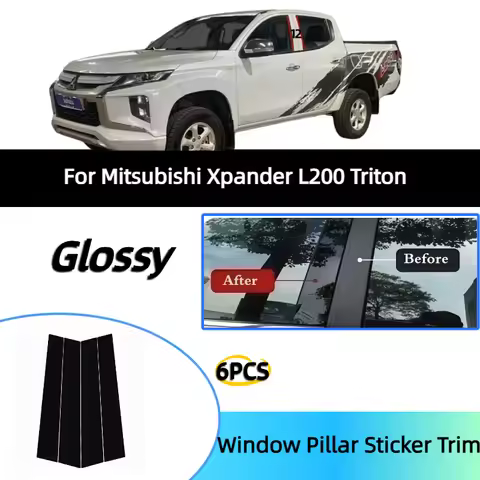 For Mitsubishi Xpander L200 Triton window decorative mirror center pillar sticker in black