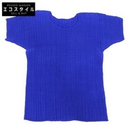 三宅一生褶襉短袖上衣，女款，藍色，M碼