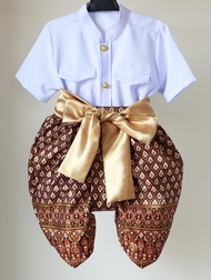ชุดไทยเด็ก (มีผ้าผูกเอว) ชุดไทยเด็กชาย ชุดราชประแตน ชุดไทยประยุค ชุดไทยราคาถูกพร้อมส่ง แหล่งขายชุดไทยราคาถูก