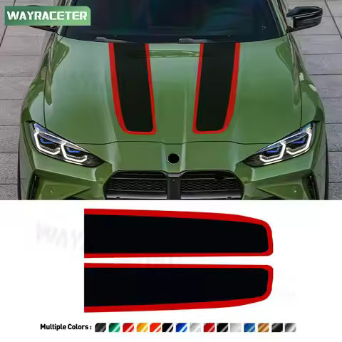 Car Hood Bonnet Stripes Sticker Engine Cover Carbon Fiber Vinyl Decal For BMW M4 G82 G83 CS CSL 2021