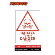 Proguard "Danger Toxic" Bahaya Danger Chemical Hazardous Sticker Label Safety Sign Indoor Outdoor Si