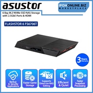 Asustor FLASHSTOR 6 FS6706T 6 Bay M.2 NVMe SSD NAS Storage with 2.5GbE Ports & HDMI | IpohOnline