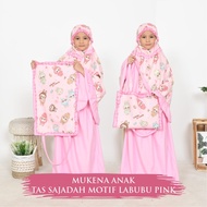 Pink Labubu Children's Prayer Robe (PRAYER BAG) Girls' Prayer Robe Girls' Prayer Rug Gift Children's