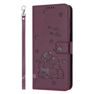 Ốp điện thoại lật bằng da họa tiết con mèo đáng yêu cho Redmi A5 A4 a3x POCO C71 4G 5g redmia5 2025 