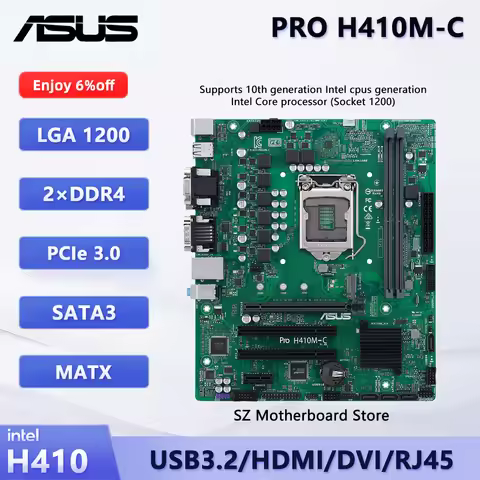 ASUS PRO H410M-C Motherboard intel H410 LGA 1200 Support i7 10700F i5 10500 i3 10320 CPU 2×DDR4 64GB