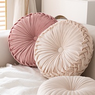 Velvet Pleated Round Pumpkin Throw Pillow Couch Cushion