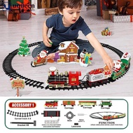 UQUEEN Animated Christmas Tree Train Hanging Electric Train Set Steam and Light Express Train Santa 