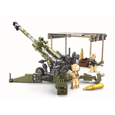 Military WW2 M777 Ultralightweight Field Howitzer Army War Weapon Building Blocks Kits Bricks Classi