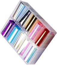 Mirror, 1 Box of Glass Paper Nail Sticker Gold Nail Transfer Foils Art Foil Stickers DIY Nail Art Decals Manicure Accessories Colorful (10 Colors)