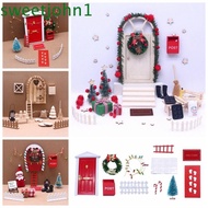 SWEETJOHN Fairy Toy House, String Hat Miniature Scene DollHouse Elf Kit, Christmas Accesories Simulation Wreath Mini Tree Miniature Elf Door Gift Boxes