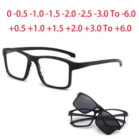 2258 Magnet Clip Square Big Frame Myopia Glasses 0 -0.5 -1.0 -2.0 To -6.0 , Customize Hyperopia Glas
