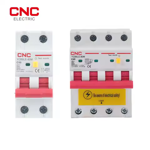 CNC 2P 4P 230V RCBO MCB 30mA Residual Current Circuit Breaker With Over Current And Leakage Protecti