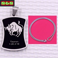 Taurus - Taurus stainless steel pendant with solid stainless steel chain necklace + stainless steel 