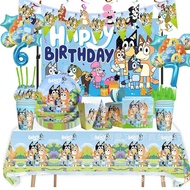 Bluey Bingo Birthday Party Decoration Kid Shower Pet Dog Tableware Supplies Cup Tablecloth Number Ba