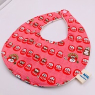 粉色福神狸貓圍兜 二重紗 口水巾 彌月禮