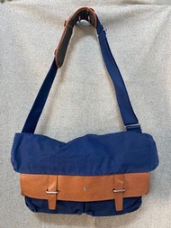 全新 PORTER 藍色帆布 郵差包 肩背包 側背包