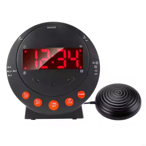 85WF Super Loud Alarm Clock with Bed Shaker Large LED Display USB Charging Port Vibrating Alarm Cloc
