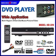 HD-229 Home DVD Player DVD CD Disc Player Digital Multimedia Player U Disk Playback HD AV Output with Remote Control