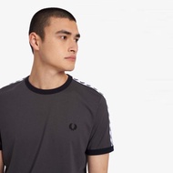 Fred Perry Taped Ringer Tshirt In Charcoal Grey