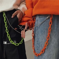 ✿inf✿Punk Biker Jeans Link Pants Keychain Double Acrylic Chunky Belt Chain Jewelry