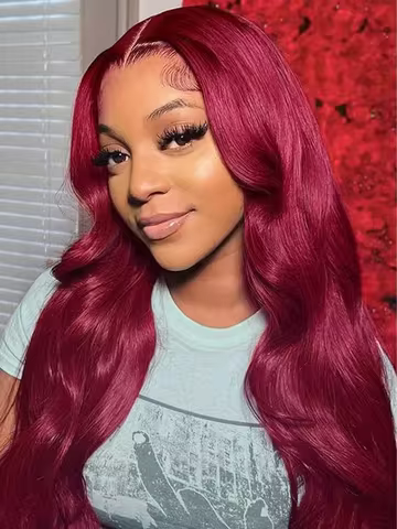 3B 3C Wine Red Colored Body Wave Human Hair Burgundy Wig 220 Density HD Lace Frontal Wigs Burgundy 9