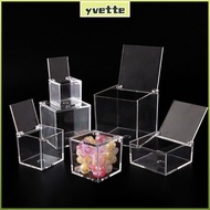 YVE  Cube Box, Square Cube Transparent  Acrylic Box, Display  Stackable Design With Lids Storage Box