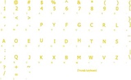Dvorak Simplified Transparent with Yellow Lettering Keyboard Stickers for Laptops Desktop Computers
