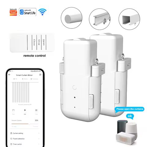 New Update WIFI Automatic Electric Smart Curtain Opener Drive Motor Support Alexa Google Voice Contr