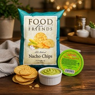 Food For Friends Nacho Chips Gluten Free Lightly Salted (75g) w Guacamole Style Dip (105g) {HALAL} {