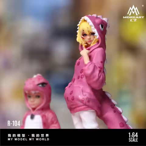MoreArt 1:64 Pink Dinosaur Figurine Family Set, Realistic Resin Model
