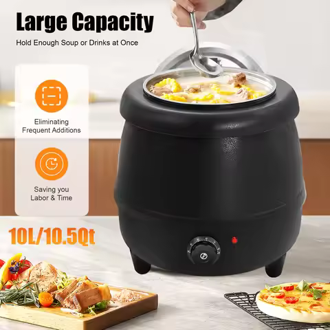 10.5QT Soup Warmers Commercial Soup Kettle Electric Soup Pot with Detachable Insert Pot Temperature 