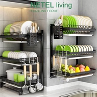[In Stock] NETEL Rak Pinggan Mangkuk Kitchen Rack Stainless Steel Dish Rack Dish Drainer Dish Drying