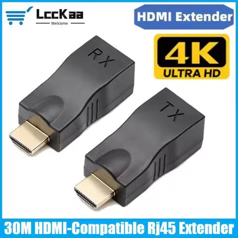 LccKaa HDMI To RJ45 Extender HDMI Converter Repeater 30M Extender Over CAT5e Cat6 Network Ethernet L
