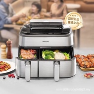 Philips New Product Air Fryer NA555 Household 9L Dual-cavity Large-Capacity Multi-Function Baking Fr