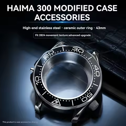 43mm Stainless Steel Watch Case with Ceramic Bezel Insert for Omega Seamaster 300 Style for ETA 2824