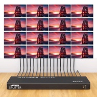 4K 1x16 HDMI Splitter 1 ใน 16 Output Video Splitter 1x8 1x10 1x16 ตัวแปลงวิดีโอหลายหน้าจอแบบเดียวกัน