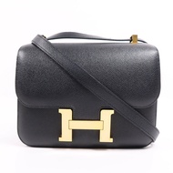 HERMES Epsom皮革Constance 24金扣肩背袋Noir