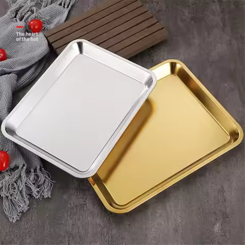 SUS 304 stainless steel plate tray rectangular baking pot dish Japanese bbq cafeteria Storage food f
