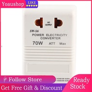 Yoaushop Voltage Converter Transformer Light Weight Small White Convenient for Travel Use Abroad Home