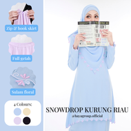 🔥Ready Stock🔥 Snowdrop Baju Kurung Riau Sulam Moden Floral Kurung Embroidery Muslimah Style Cotton Baju Kurung Riau Plain Sulam Trend Baju Kurung Riau Raya