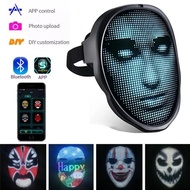 Bluetooth APP Control Smart LED Face Masks Programmable Change Face DIY Photoes For Party Display LED Light Mask For Halloween