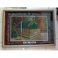 hiasan dinding lukisan cetak makam nabi plus bingkai ukuran 85×65
