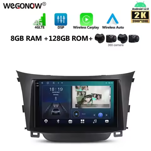 2000*1200 Carplay Auto Android 13.0 8G+128G 360 Car DVD Player GPS WIFI Bluetooth RDS Radio For Hyun