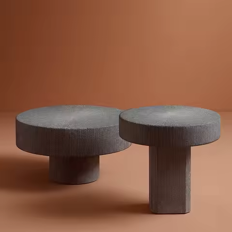 Table stone round coffee Creative round side table stone mill shape patio antique modern outdoor cof
